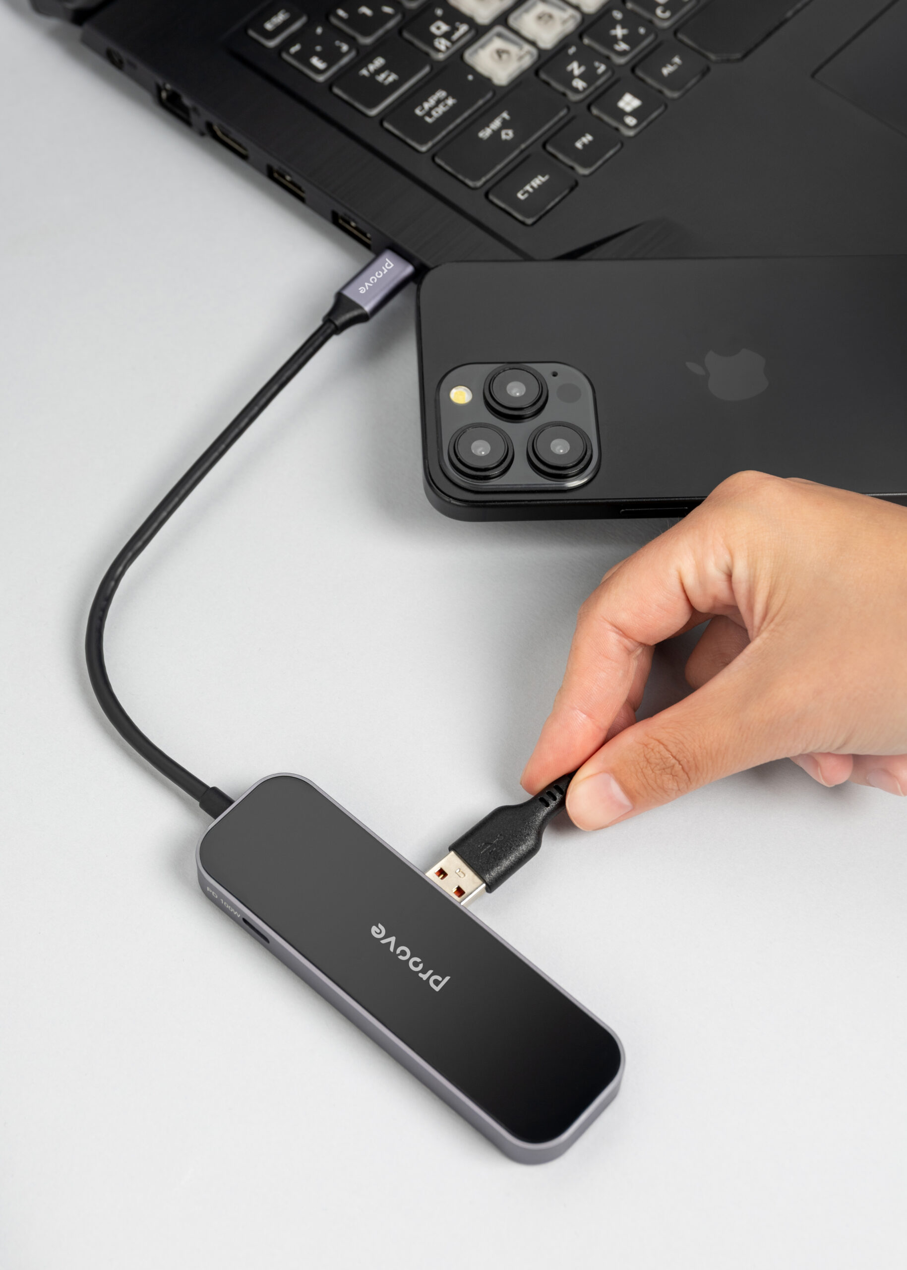 Tipo-C-HUB Proove Shadow (2*USB3.0 + Tipo-C + PD100W + HDMI)