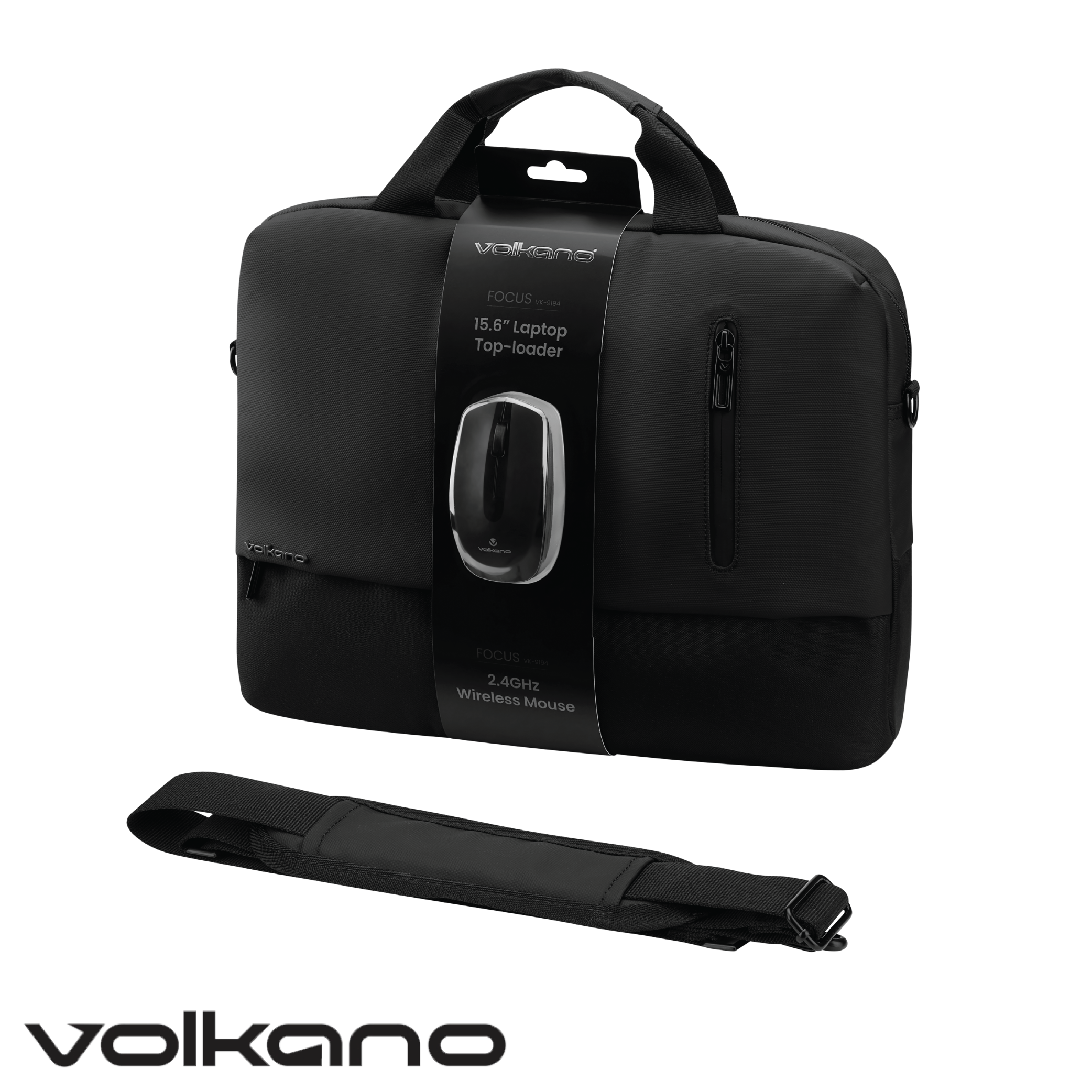 Volkano Focus Series 15.6″ Laptop Toploader & Wireless Mouse
