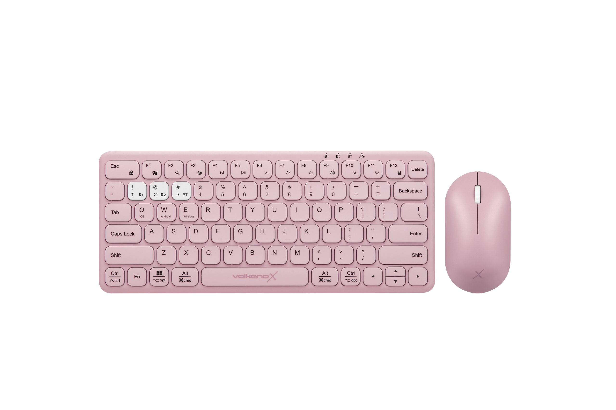 Combo de teclado y ratón inalámbricos Bluetooth VolkanoX Blaze – Rosa