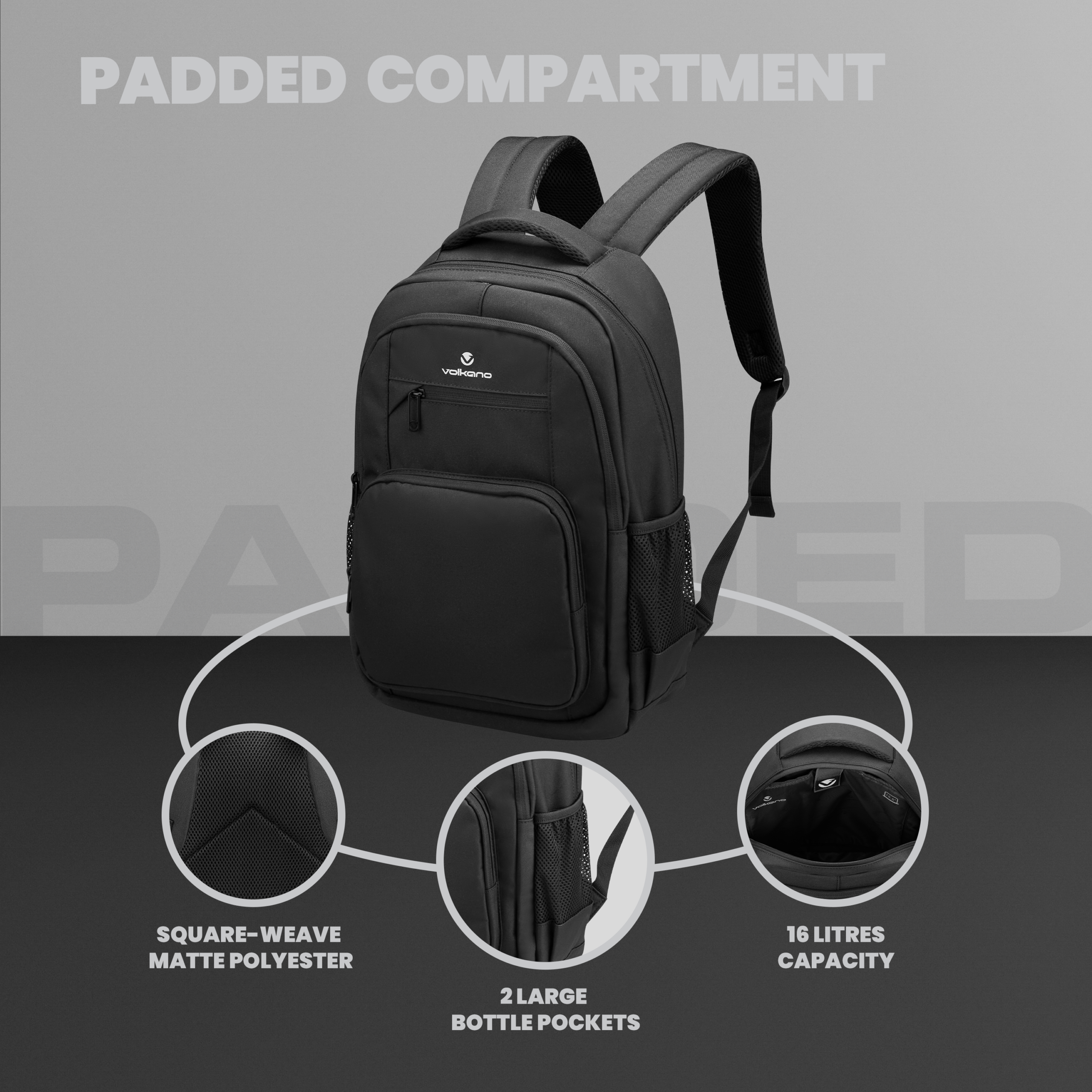 Mochila para portátil Volkano Grayson de 15,6" negra - Imagen de 4