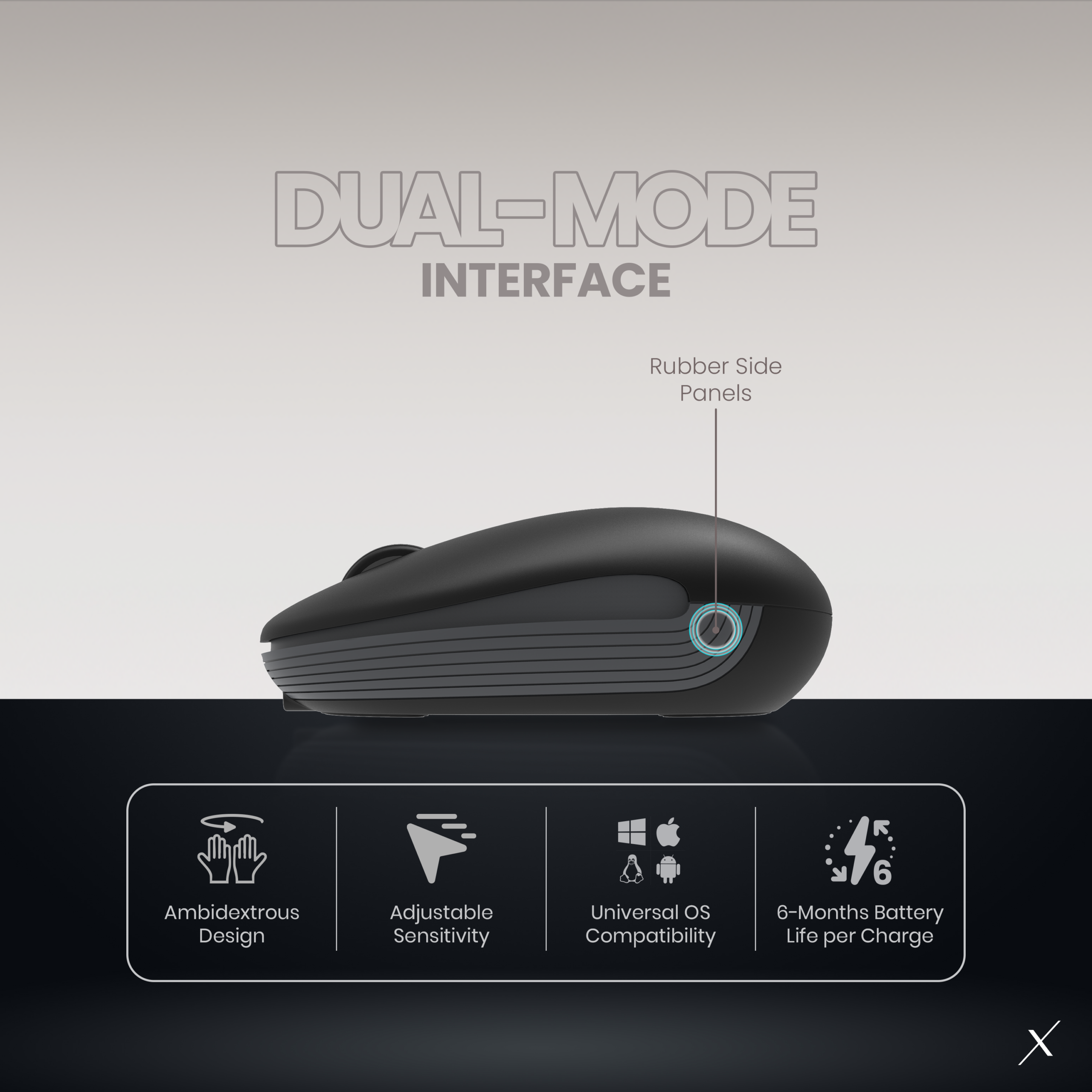 Ratón inalámbrico Bluetooth VolkanoX Asher - Grafito - Imagen de 3