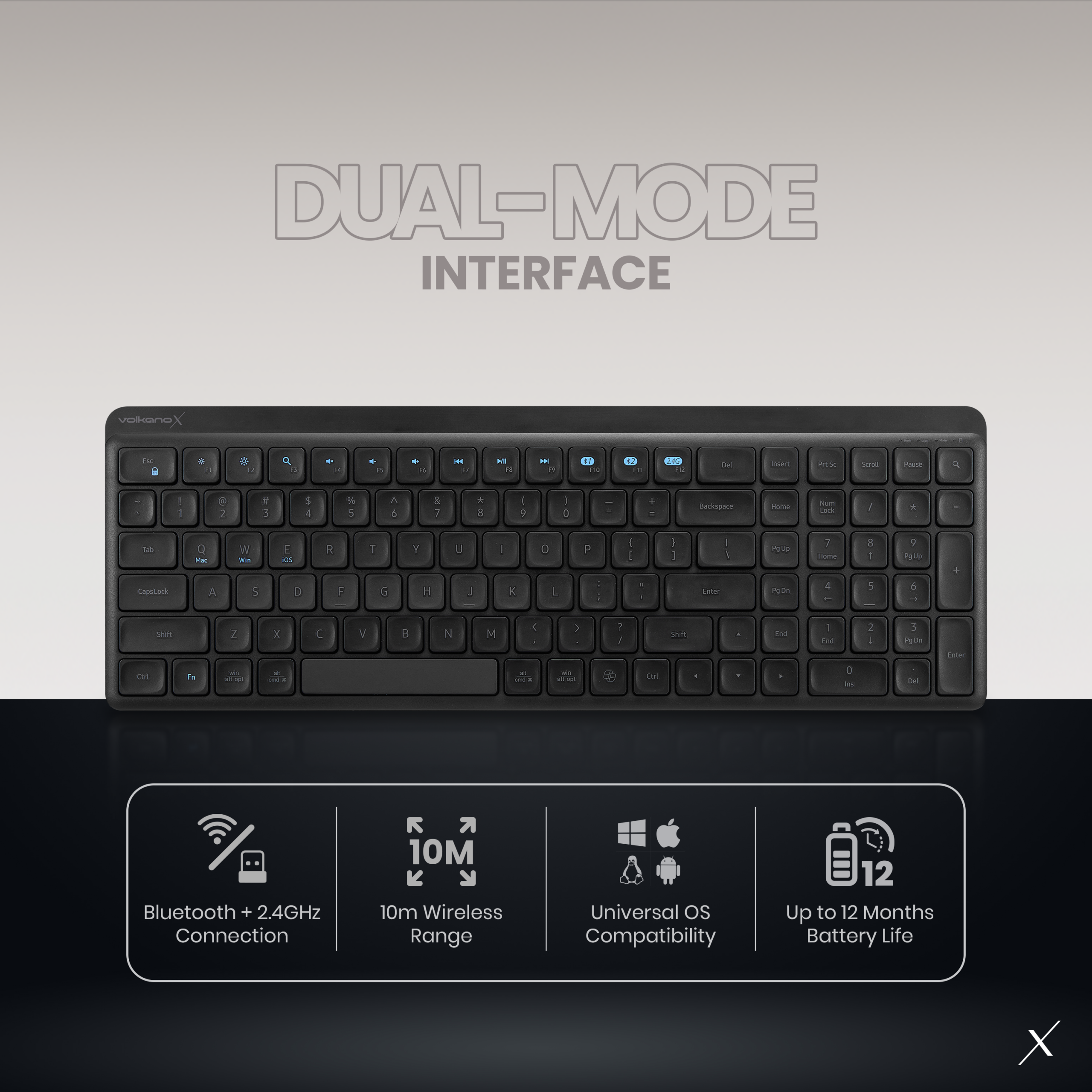 Combo de teclado y ratón inalámbricos Bluetooth VolkanoX Scorch - Grafito - Imagen de 3