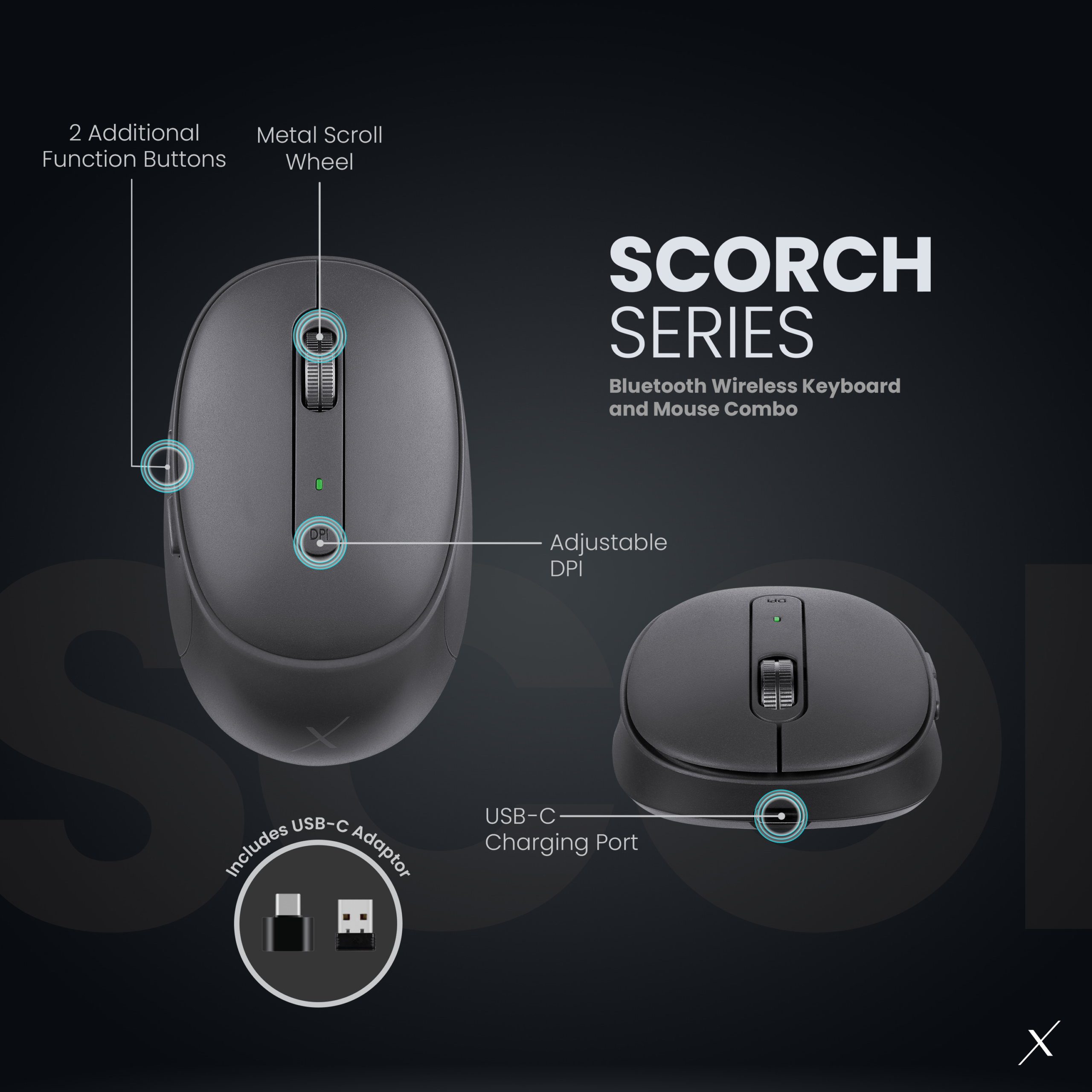 Combo de teclado y ratón inalámbricos Bluetooth VolkanoX Scorch - Grafito - Imagen de 4