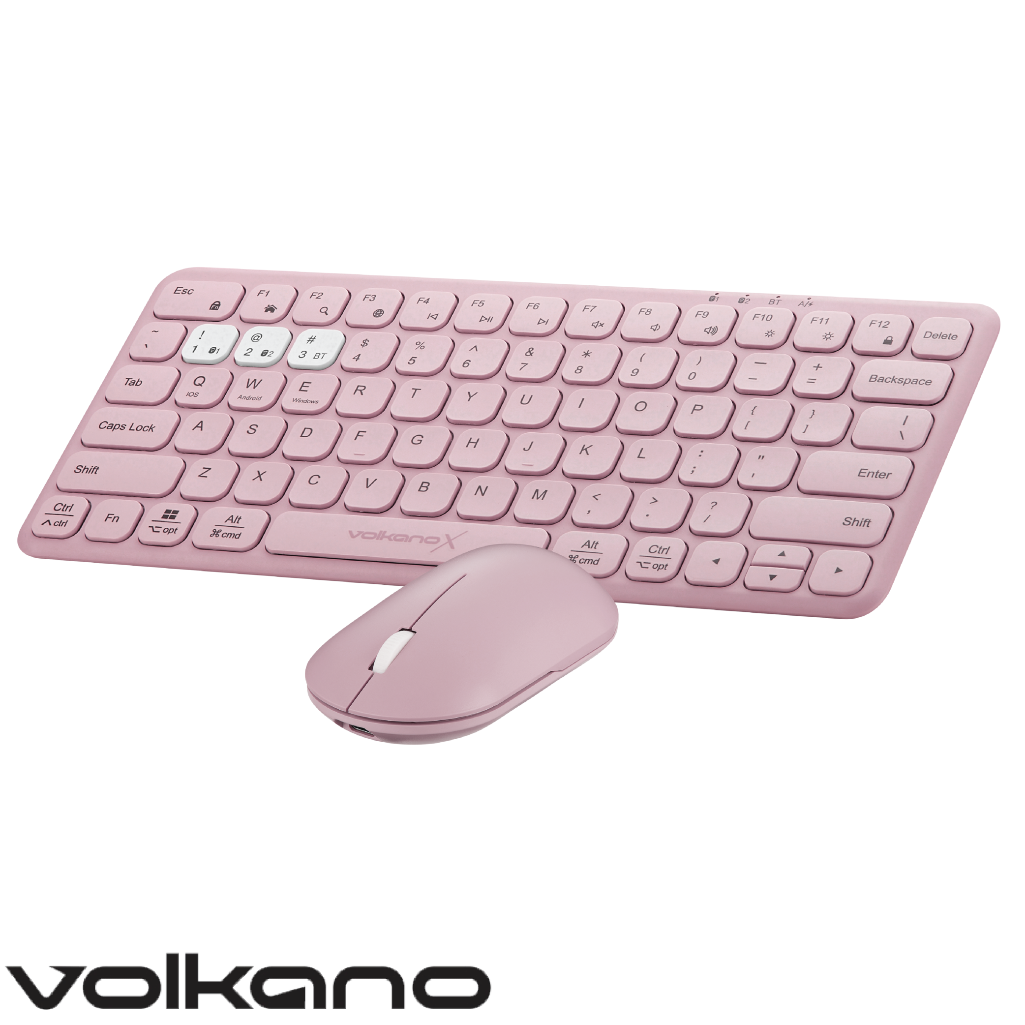 Combo de teclado y Mouse inalámbrico Bluetooth VolkanoX Blaze – Rosa