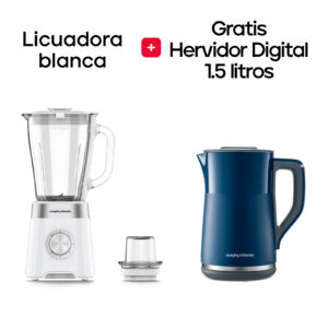 Combo licuadora blanca y hervidora